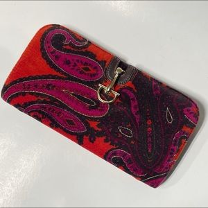 Talbots Red Paisley Velvet Clutch Gold Bit Closure- NWOT